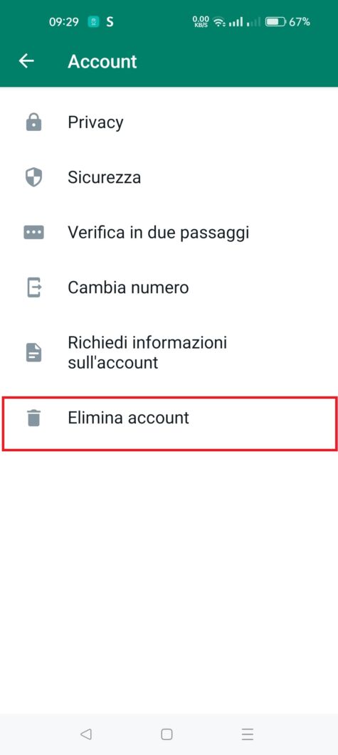 Come eliminare un account WhatsApp (2)